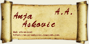 Anja Ašković vizit kartica